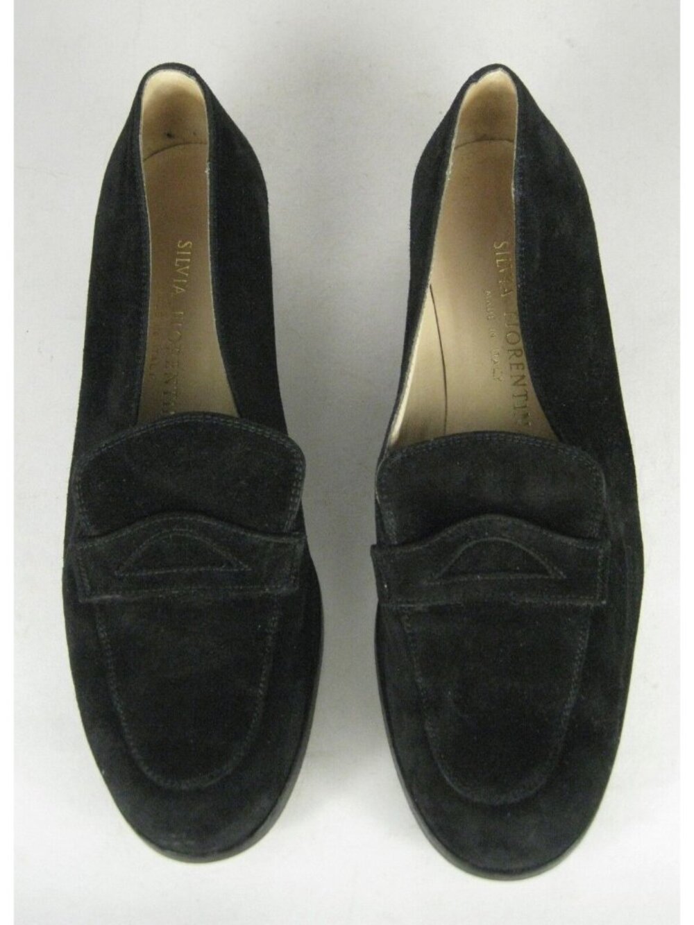 Silvia Fiorentina Loafer Size 6 M ITALY Black Suede Leather Shoes Penny